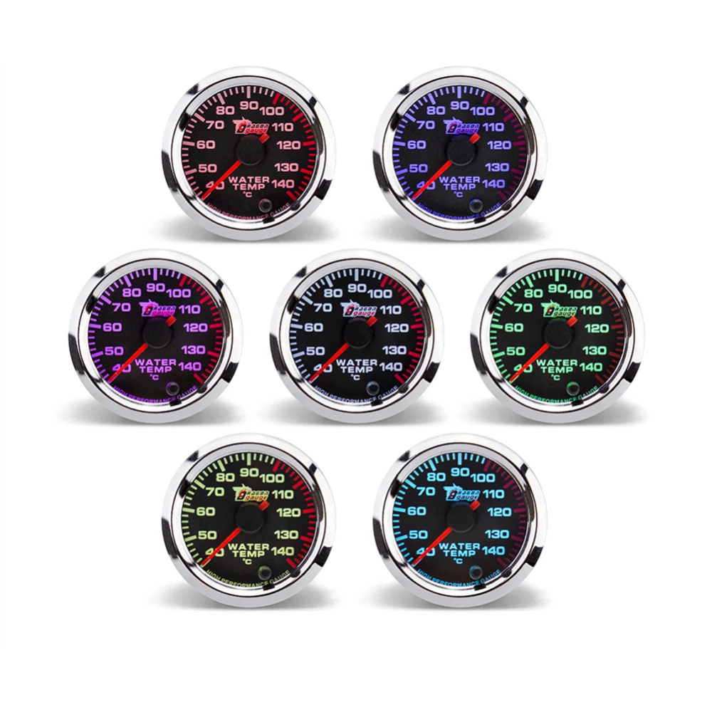 52mm Car Boost Water Temp Oil Temp Oil Press Gauge Tachometer PRM Meter Voltmeter Air-Fuel Ratio EGT Gauge 7 Colors Backlight