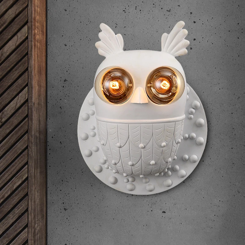BERTH Contemporary Owl White Wall Lamp LED Creative Sconce Lighting Decorative For Living Bedroom Office