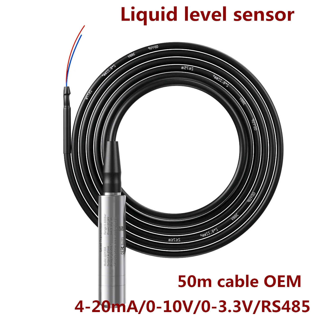 

Датчик уровня воды для резервуара, 50 м, 4-20 мА, 0-10 В, 0-3,3 В
