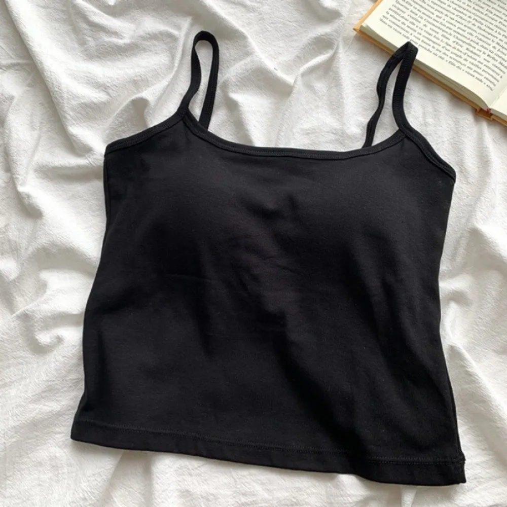 Spaghetti Straps Women Camisole Slim Fit Sleeveless Spaghetti Straps Tank Top with Chest Pad Sleeveless Camisole