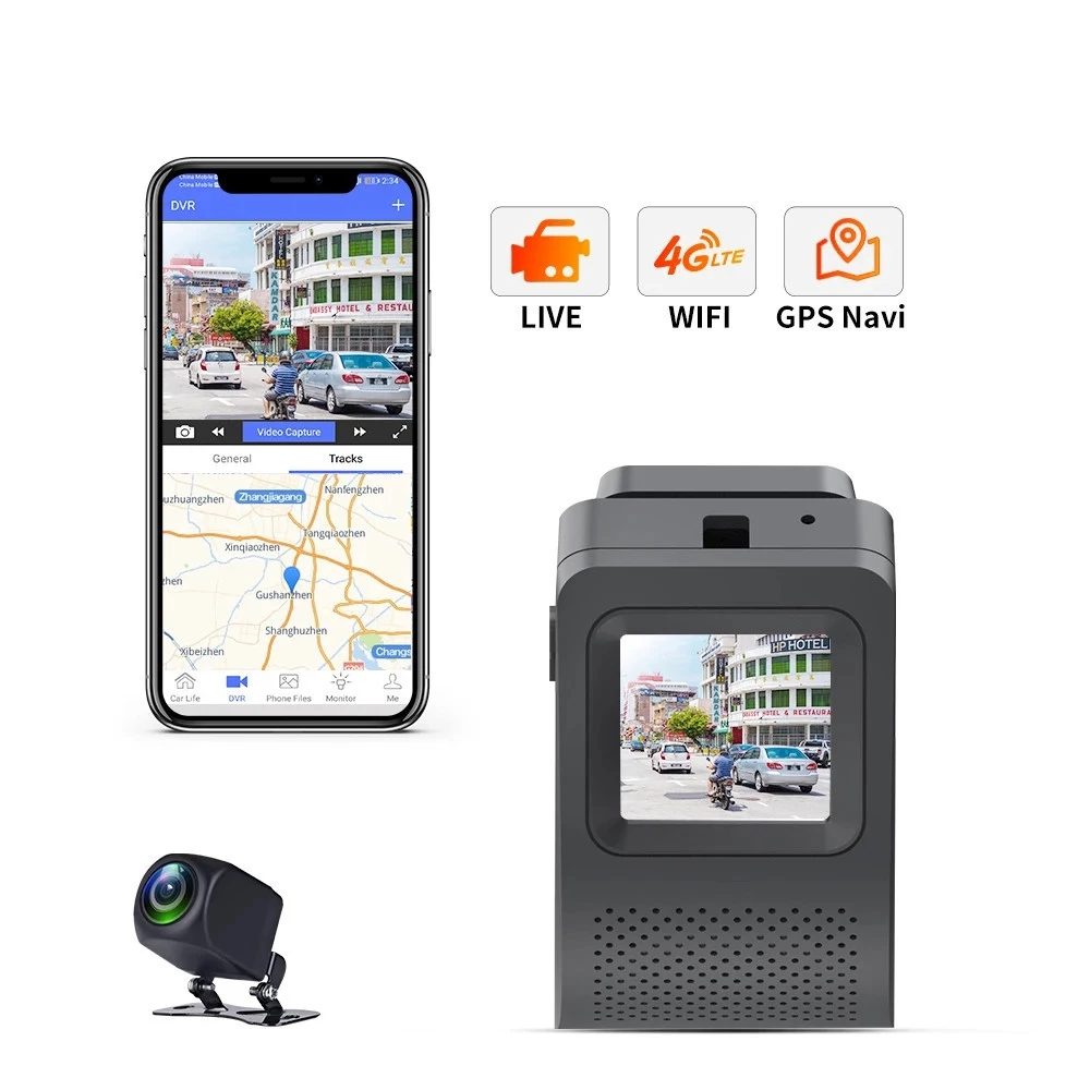 4G LTE Car DVR GPS Tracking Hidden Dash Camera Support Live Remote Monitoring Auto Video Recording HD1080P WiFi Hotspot