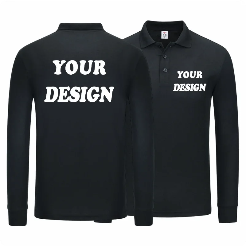 Autumn and winter men\'s and women\'s long-sleeved Polo shirts, individual group work clothes, custom printing and embroidery