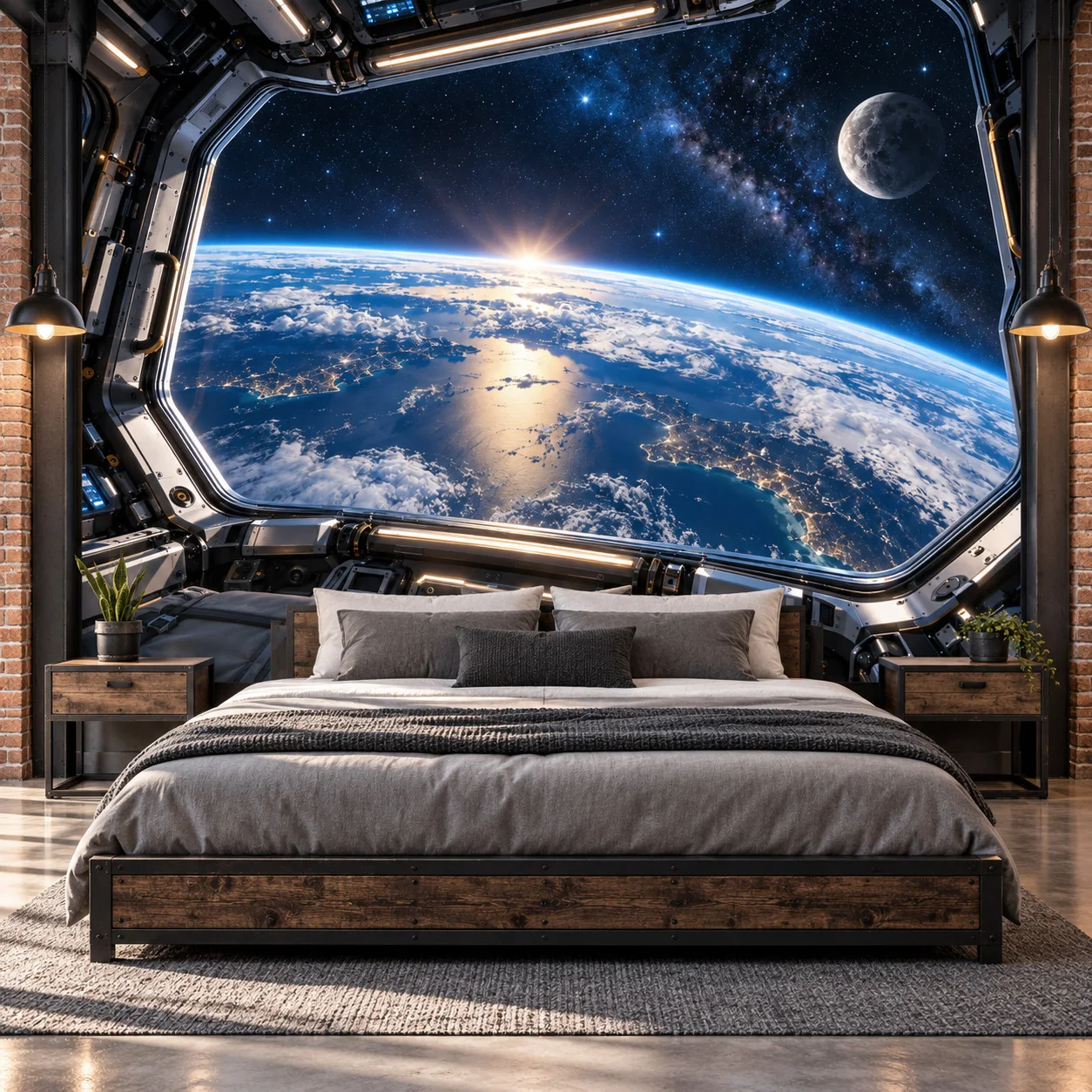 Space Wallpaper Mural Earth Moon Galaxy Spaceship View Wall Art Living Room Bedroom Non Self Adhesive Sci Fi Universe Wall Decor