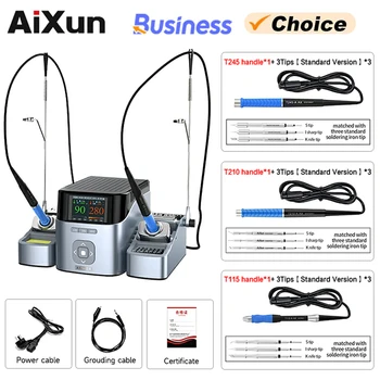 Aixun 듀얼 채널 지능형 납땜 스테이션, C245 C210 C115 용접 핸들 다리미 팁, PCB SMD 수리 도구 세트, T420D