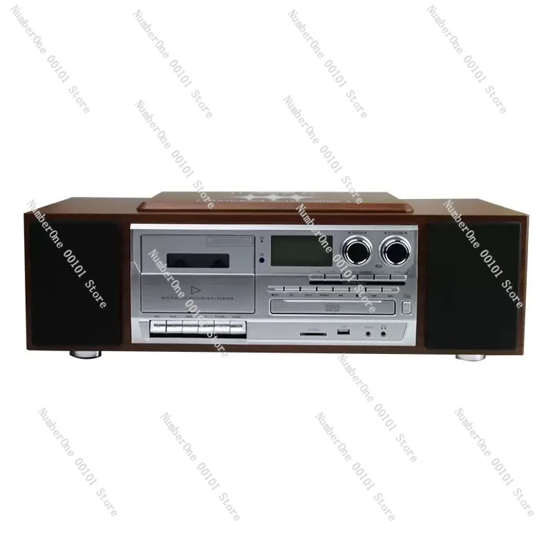 Classic Retro All in One CD Player Vinyl Record Turntable Cassette Tape Radio Home Decor Bluetooth Speaker