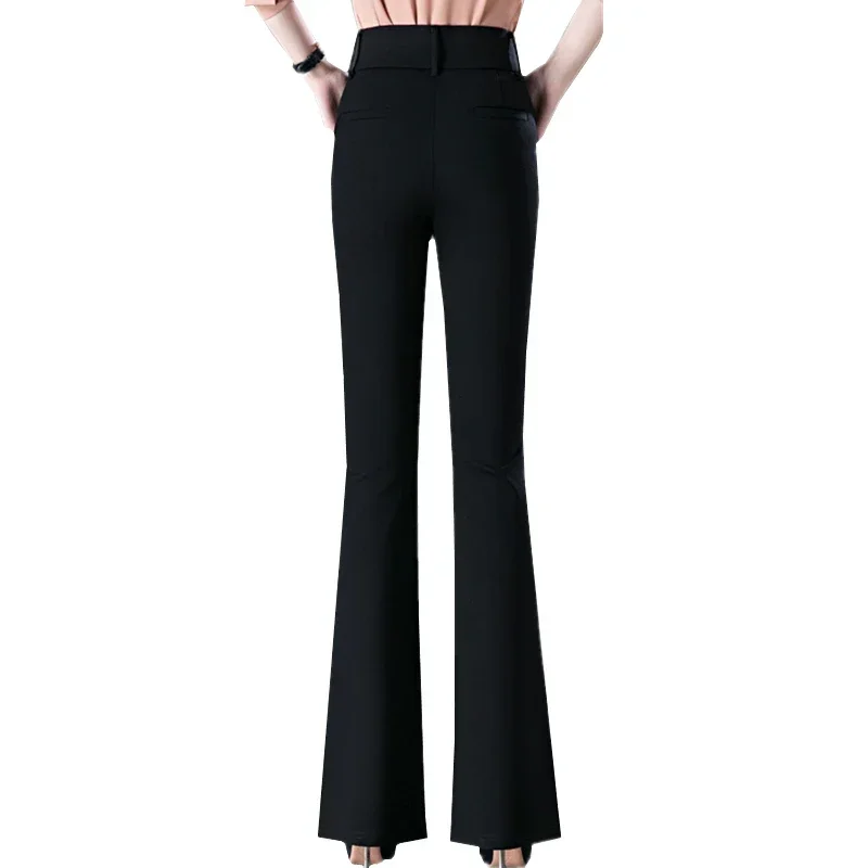 Black Women Micro Flare Pants, High Waist Elastic Slim Trousers, Fashion Casual Pant, Asian Size 27-32, Gray Khaki Available