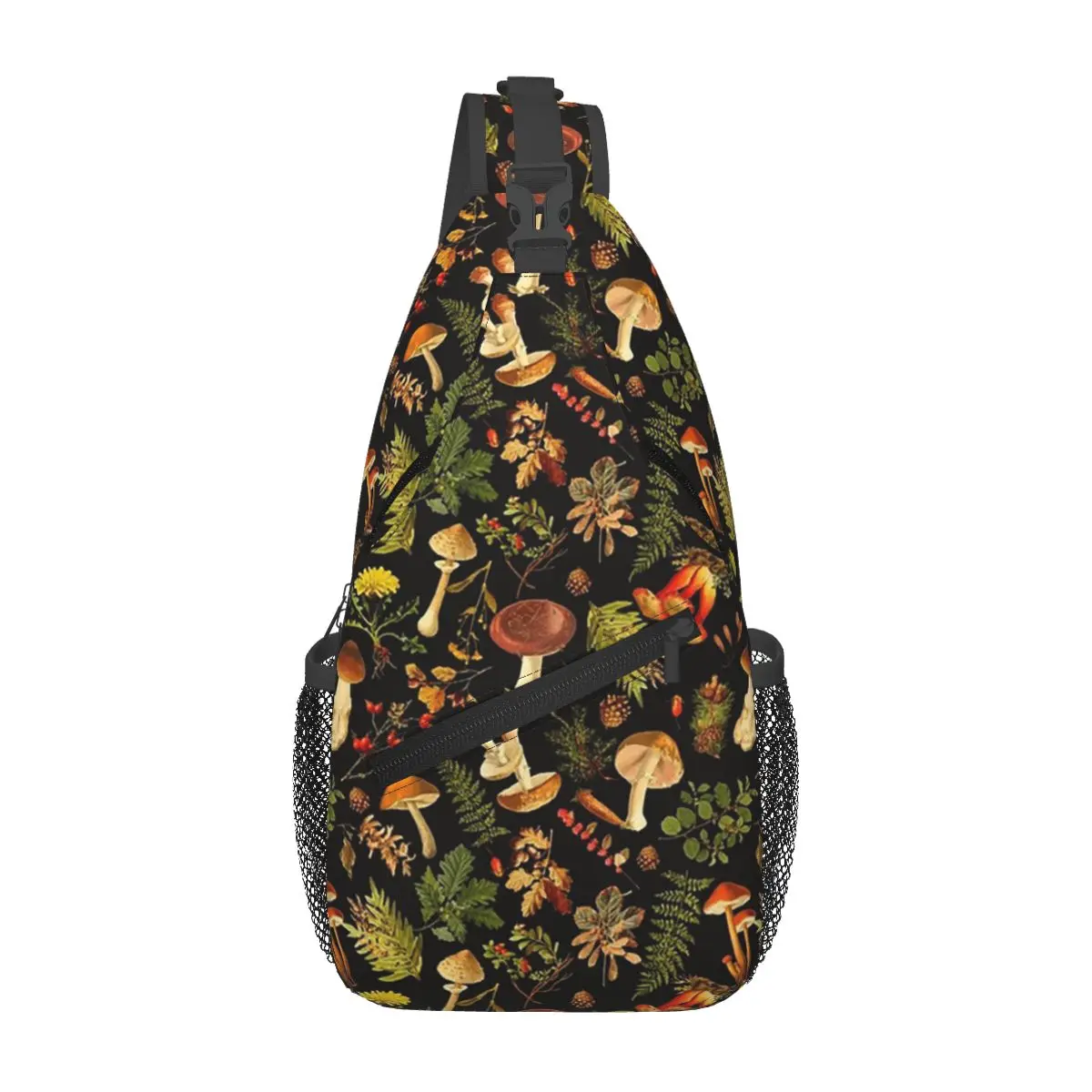 Thanksgiving Mushrooms Harvest Botanical Night Garden Sling Backpack Chest Bag Daypack Men Crossbody Backpack Shoulder Bag