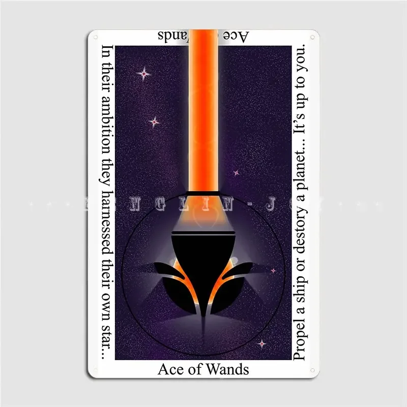 Cosmic Tarot Ace Of Wands Metal Sign Personalized Poster Mural Pub Tin Sign Posters