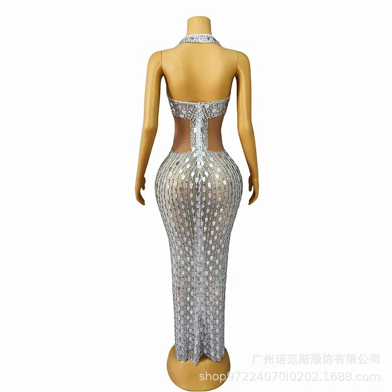 Collo a V profondo Sexy Split End Serata di lusso Cocktail Party Passerella Sera Studio Showroom Abito Robe Femmes Élégantes Chic Soiree