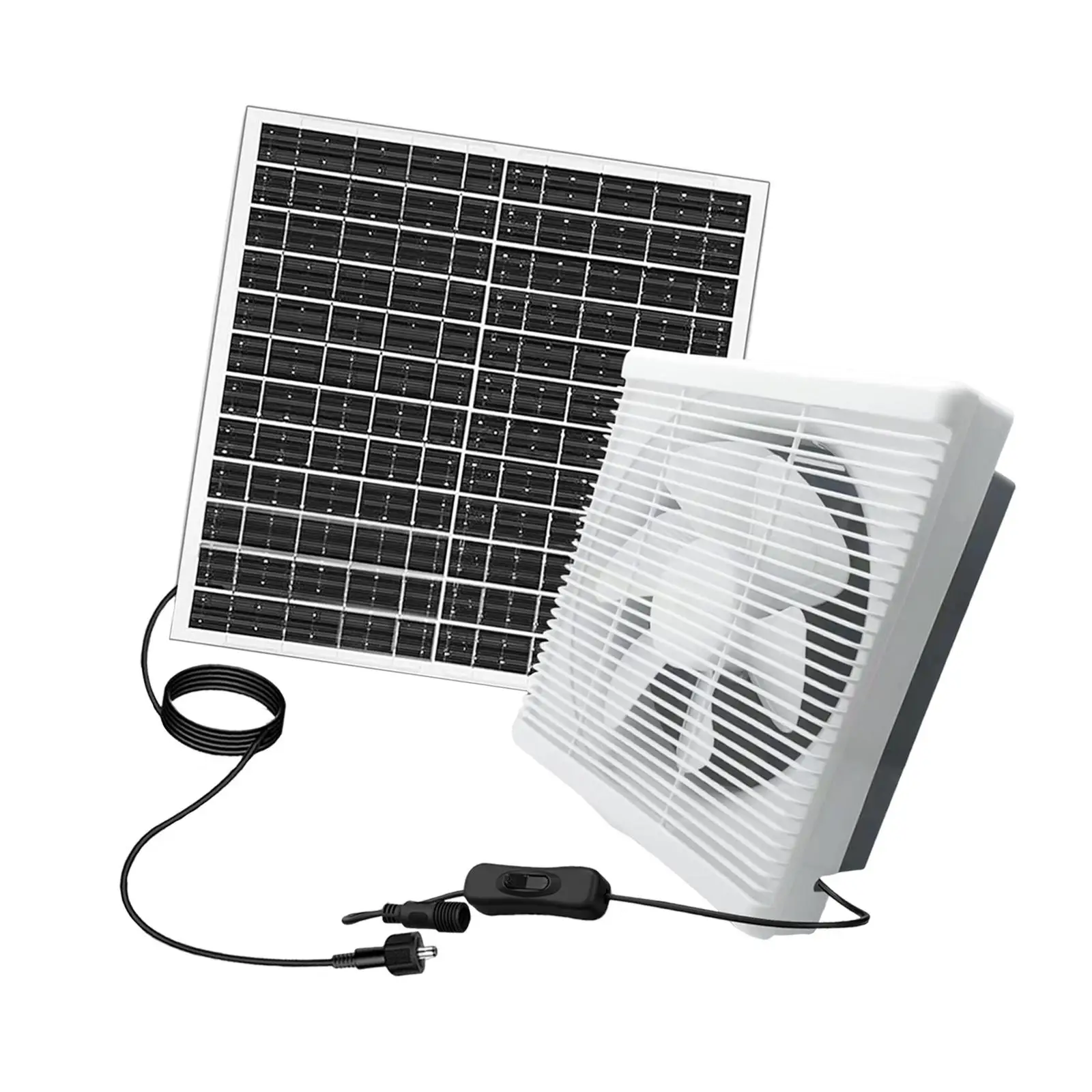 12V Solar Powered Exhaust Fan High Speed Anti Backflow Shutter Blower for Home Kitchen Bathroom Greenhouse Ventilation