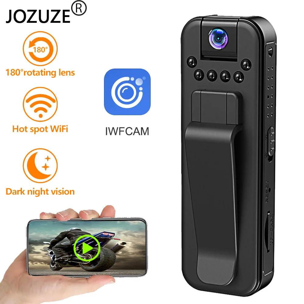 JOZUZE With Wifi Mini Camera Night Vision Portable Small Digital Video Recorder Police BodyCam Miniature Camcorder 1080P 