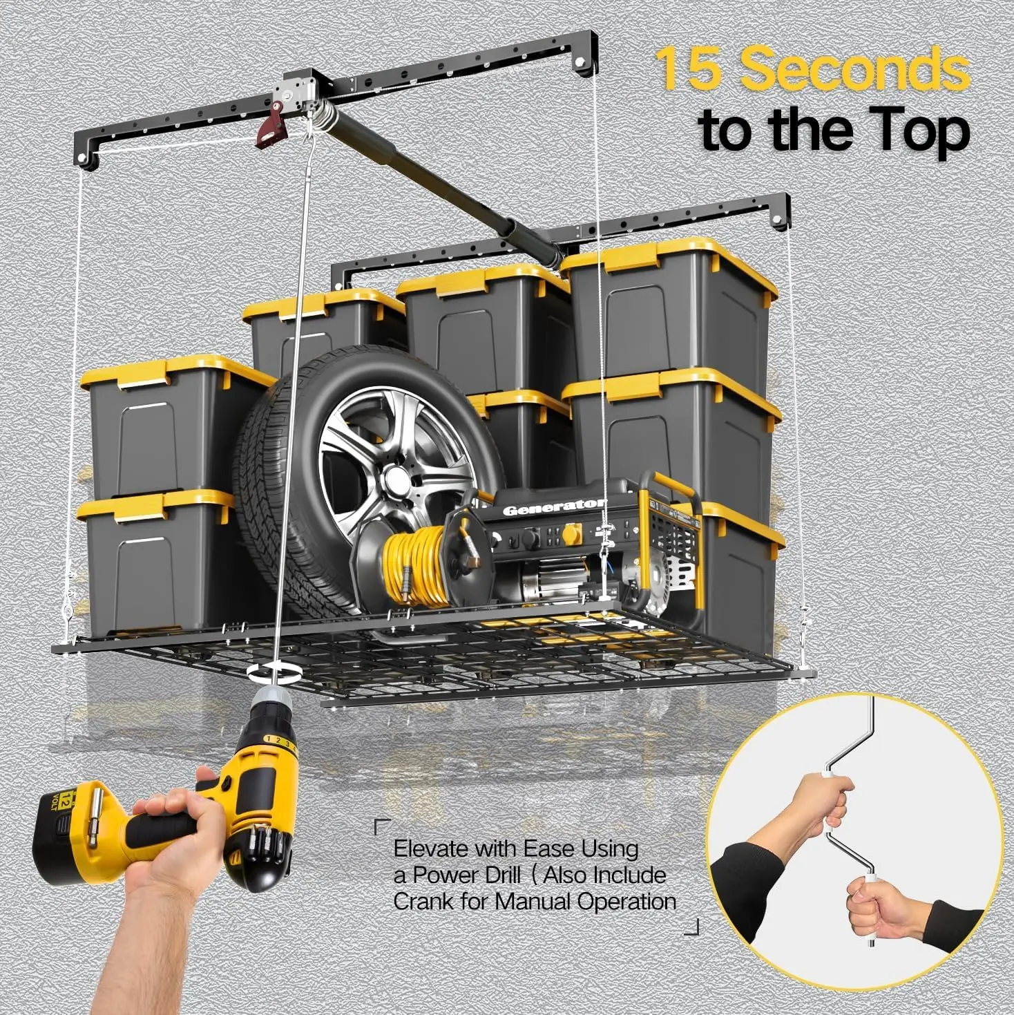 Imagem -06 - Rack de Armazenamento de Garagem Sistema de Elevador de Armazenamento de Teto de Garagem Resistente Teto Montado 4x4 Pés