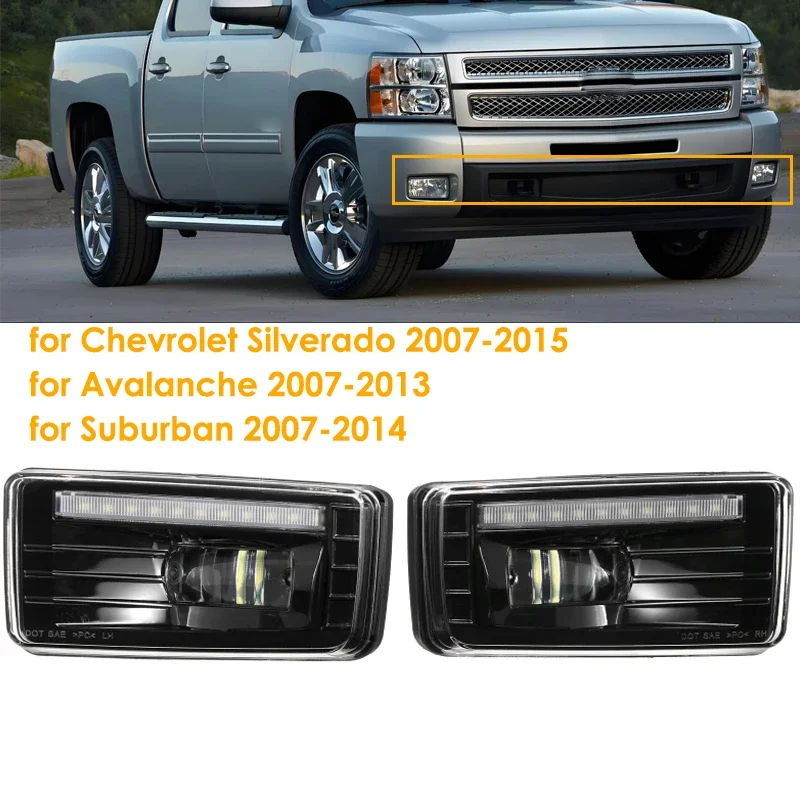 

Автомобильные светодиодные противотуманные фары с ДХО для Chevy Silverado 2008-2014 Avalanche 2007-2011 Suburban Tahoe 2007-2014, бампер, противотуманные фары