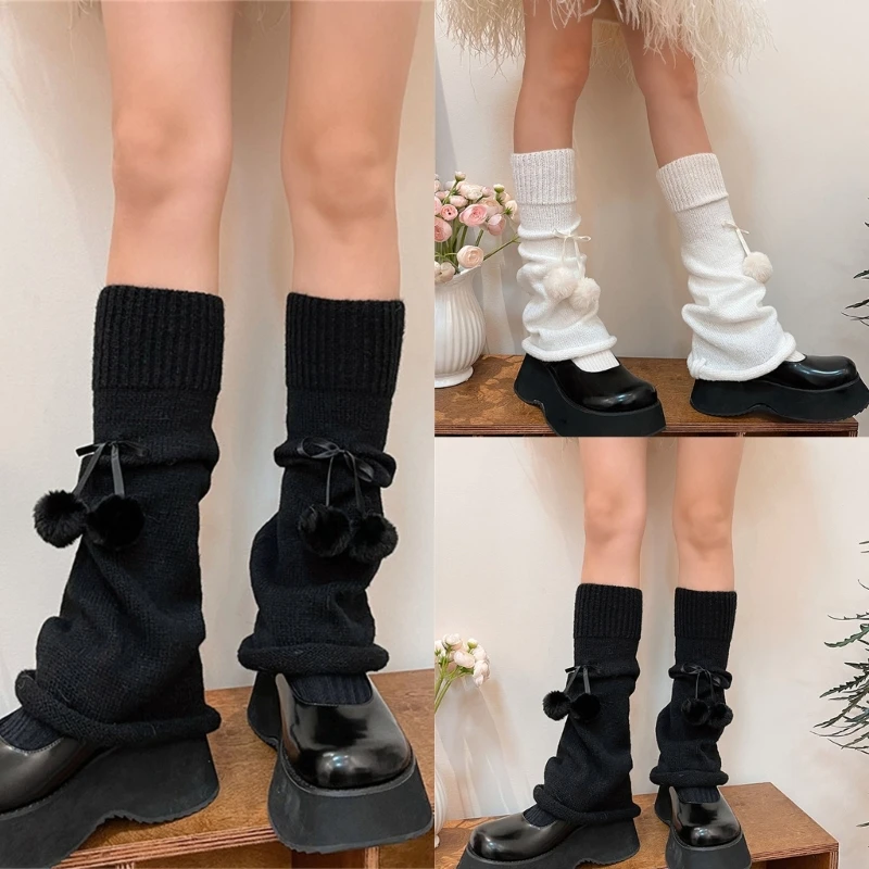 Trendy Leg Warmers with Pom Poms Versatile and Fashion Forward Foot Covers Suitable for Any Occasion