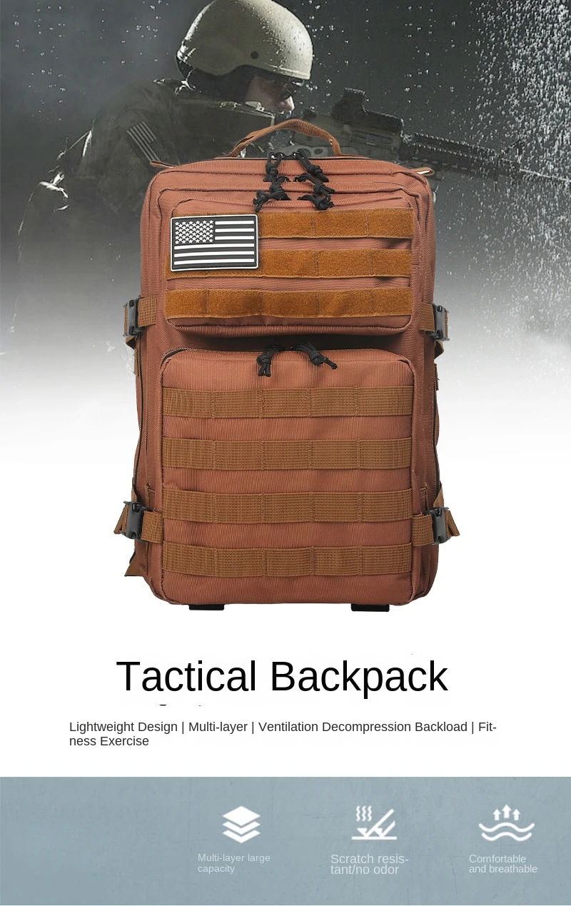 25L Waterproof Sports Tactical Molle Backpack Travel Trekking Camping Hiking Multifunctional Duffle Luggage Bag Gym Rucksack Men