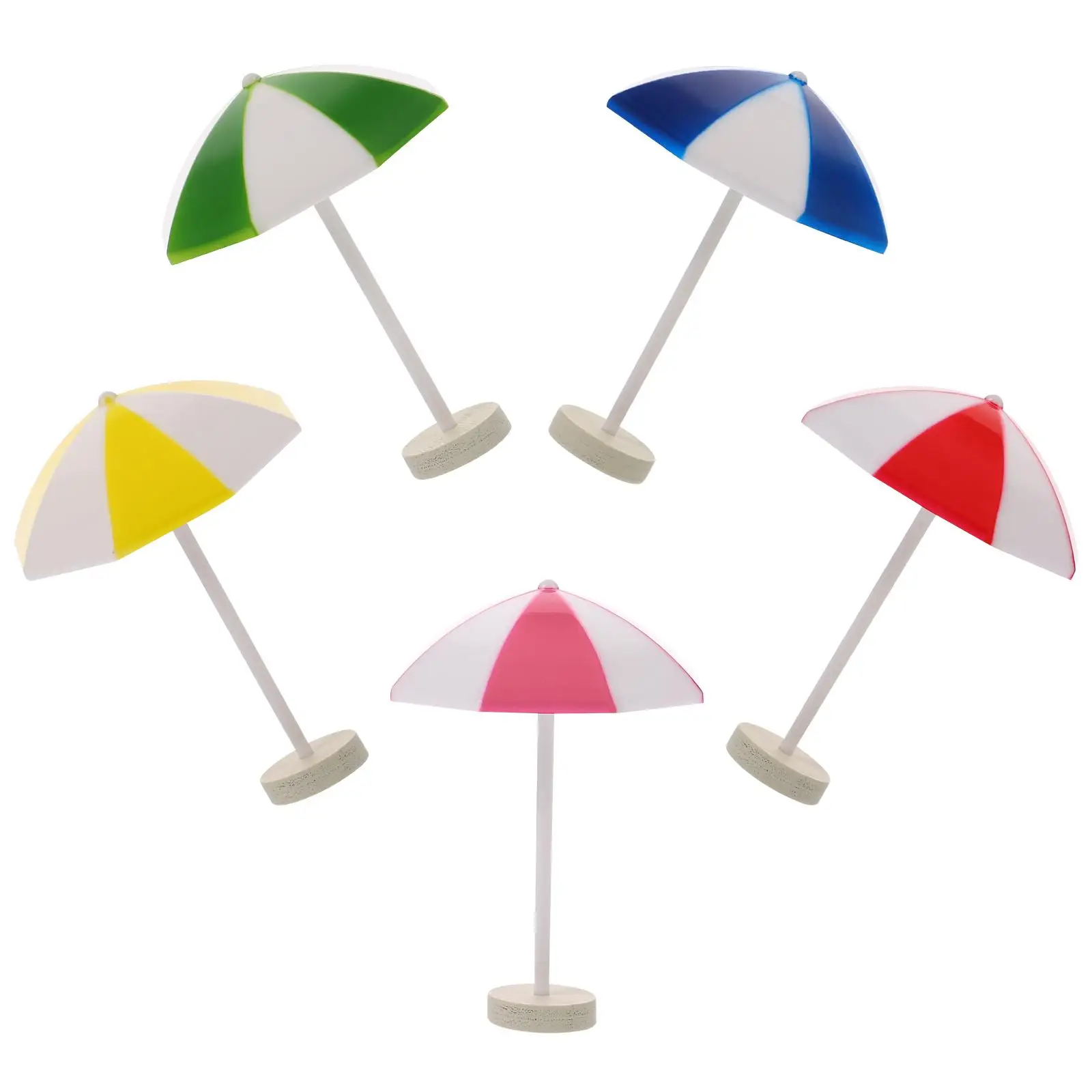 

5 Pcs Mini Parasols Beach Adornment ColorfulUmbrellas for Micro Landscape Decorations Miniature Beach Umbrella