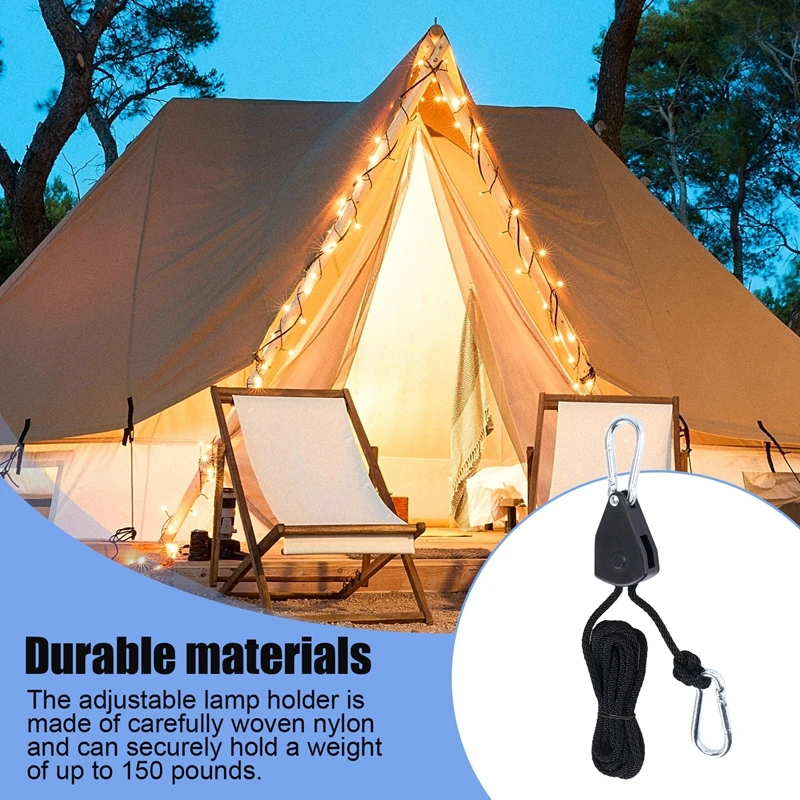 PORK-4Pcs Heavy Duty Adjustable Grow Light Ratchet Rope Hanger Yoyo For Grow Light Fixtures Gardening