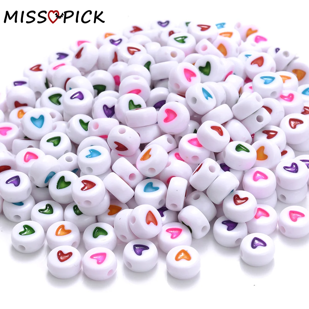 100-300Pcs 4x7mm Love Heart Acrylic Beads Flat Round Loose Spacer Beads Jewelry Making Diy Charms Bracelet Necklace Accessories