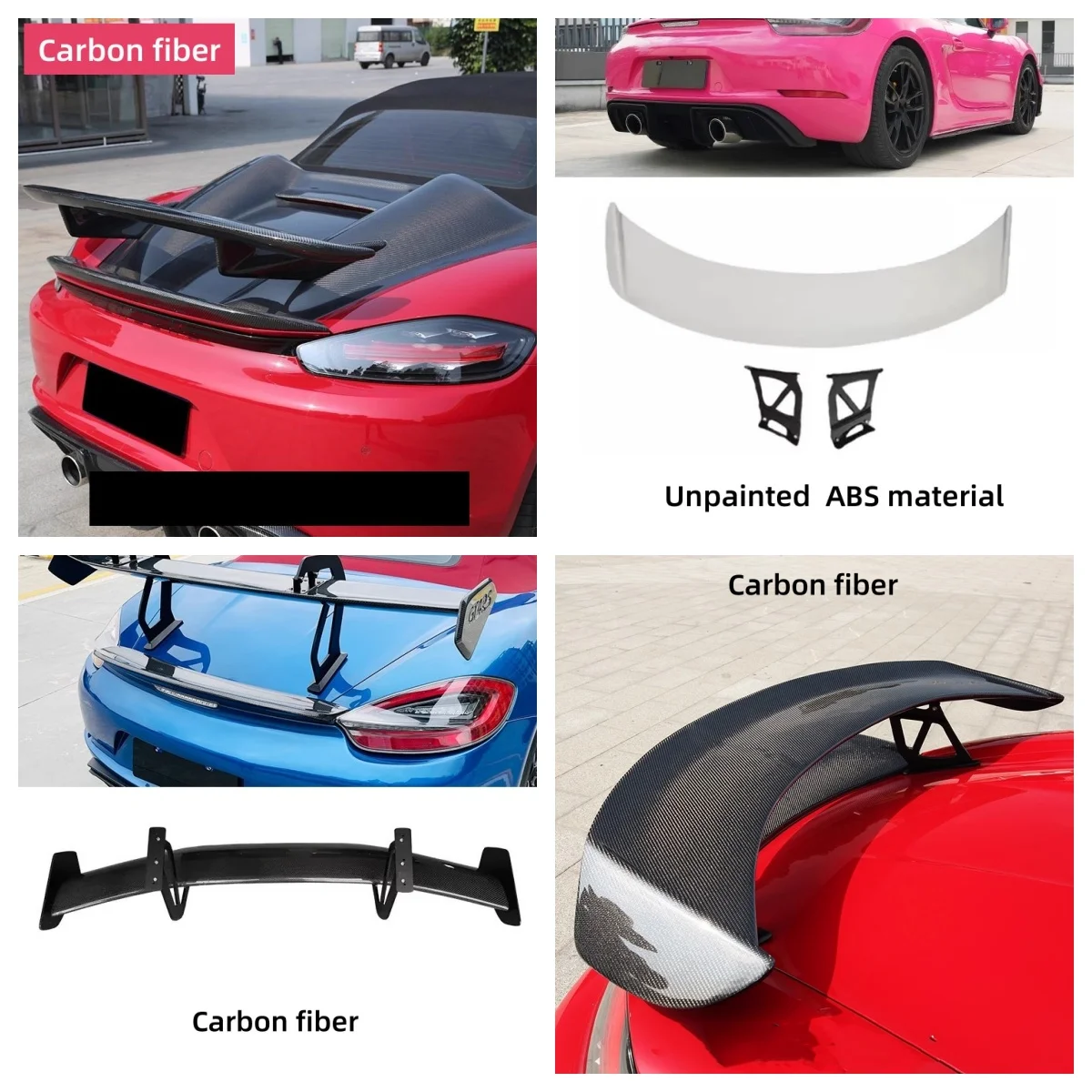 

Carbon fiber rear spoiler tail wing with bracket For Porsche Cayman Boxster 981 upgrade GT4 GT4RS 2012-2015