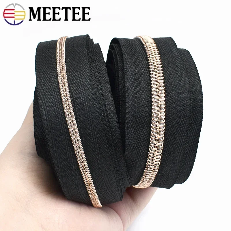 2/5/10Meter Meetee 3# 5# Nylon Zippers Open-end Zips for Sewing Clothes Coil Zipper Tape Garment Continuous Zip Roll Accessories