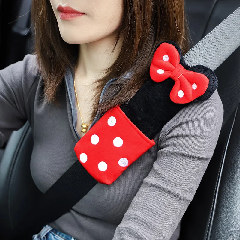 Capa de cinto de segurança de carro dos desenhos animados para mulheres crianças bebê pelúcia almofada de ombro proteção bowknot acolchoado meninas acessórios do carro