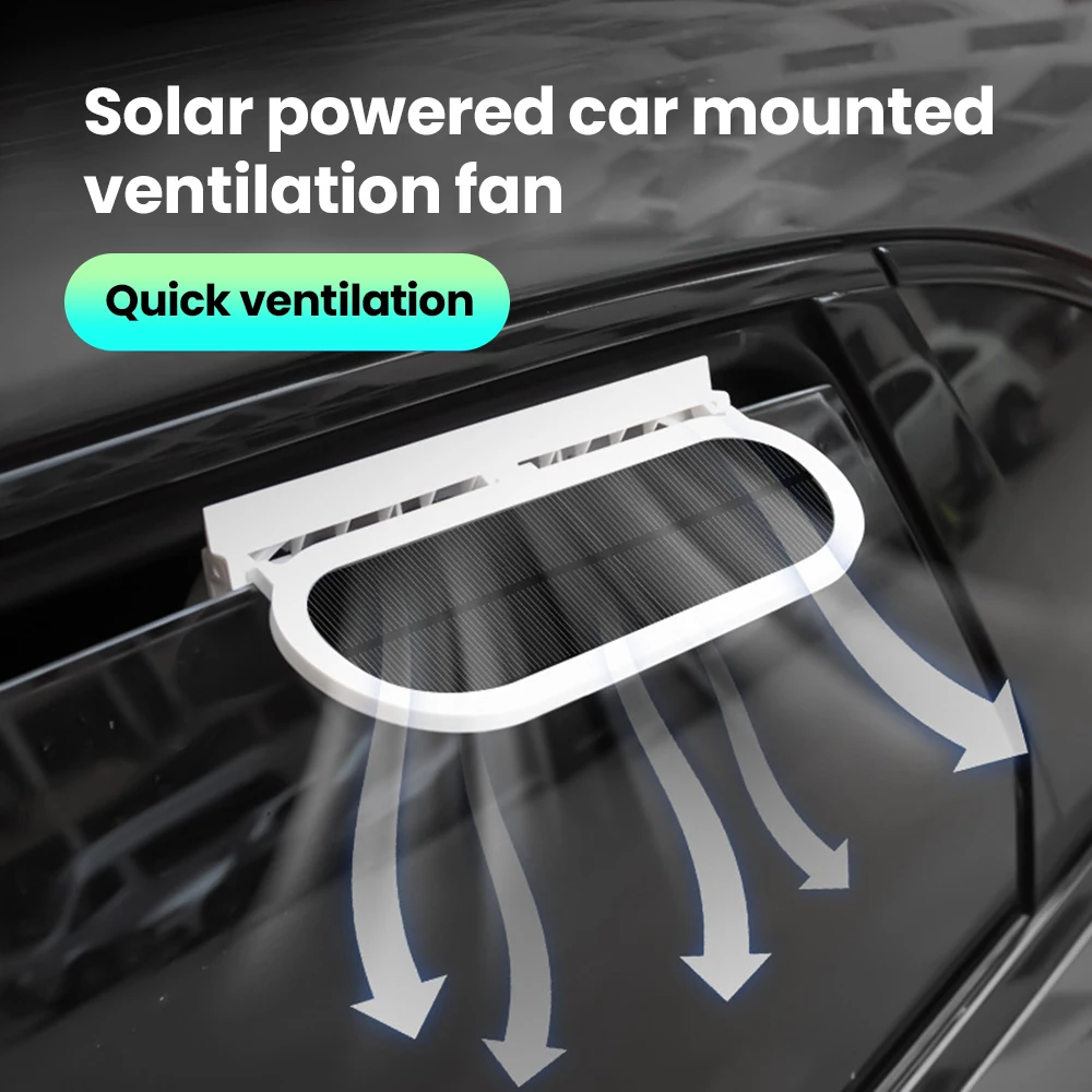 Car Window Exhaust Fan Air Circulation Cooler Car Inside Summer Cooling Fan Radiator Solar Powered Car Fan Energy Saving