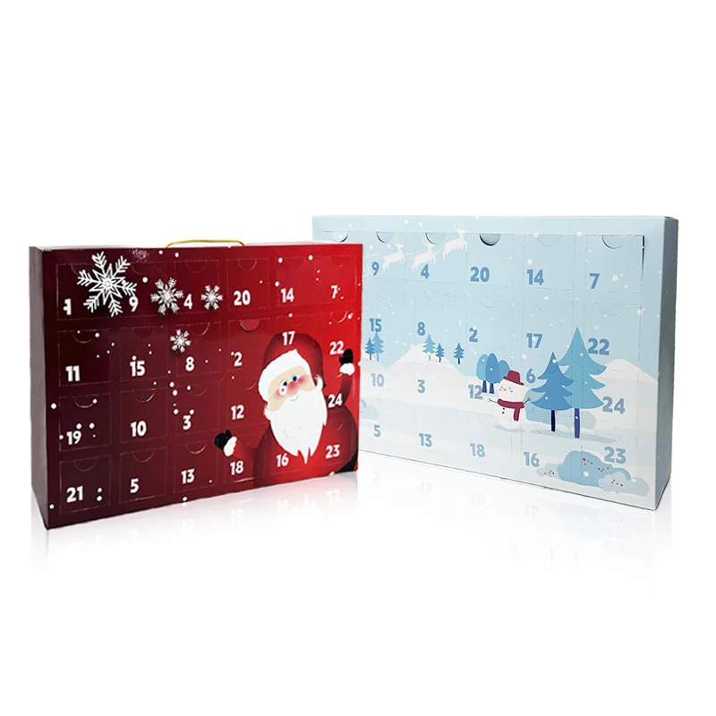 Customization.Christmas Paper Empty 12 Day Advent Calendar Packaging for Pets Candles Chocolate Cookie