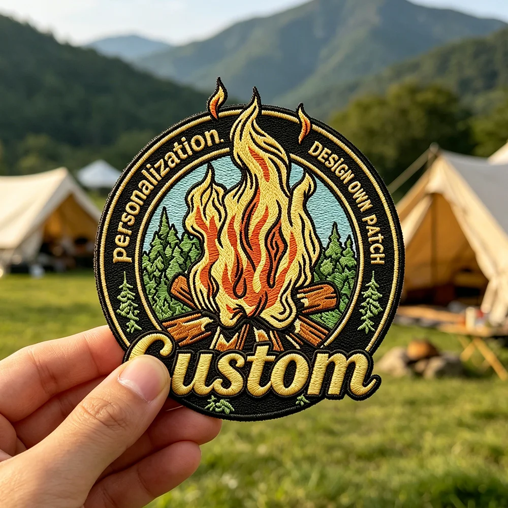 Outdoor Adventure Logo - แพทช์ปักลายตามสั่งสำหรับกิจกรรมกลางแจ้ง สามารถรีดติด หรือเย็บติดได้ แพทช์โลโก้แบบตีนตุ๊กแก ป้ายส่วนตัวสำหรับเสื้อแจ็คเก็ตและเสื้อผ้า