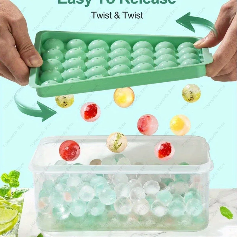 Ice Cube Tray PP Mold 33 Ice Boll Hockey Frozen Whiskey Ball Popsicle Tray Box Ice Tray Making Kitchen Tools Accessories  ﻿