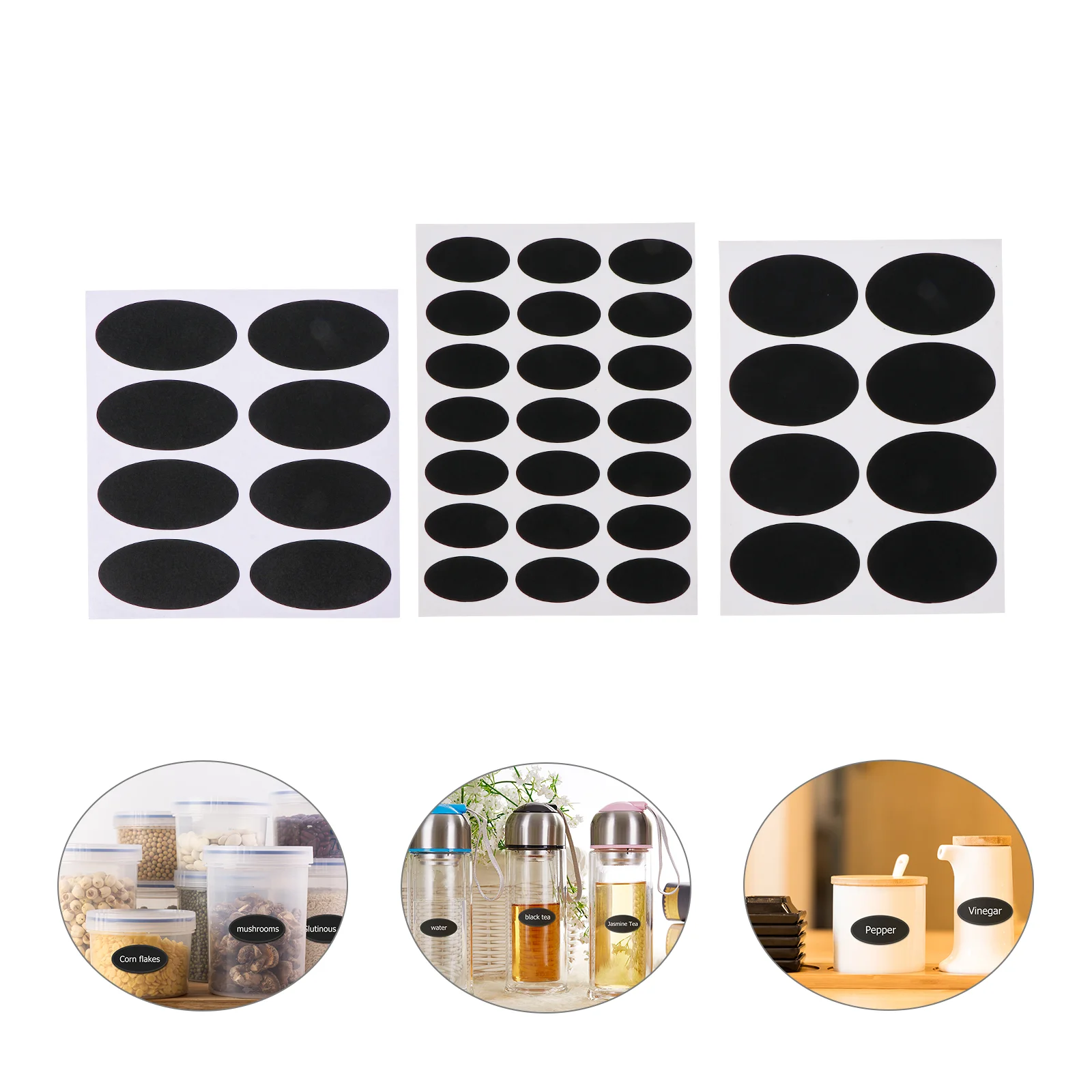 148 Pcs Stickers Spice Jar Circle Waterproof for Label Pantry Oval Labels Self-Adhesive Classification Sticky Chalkboard