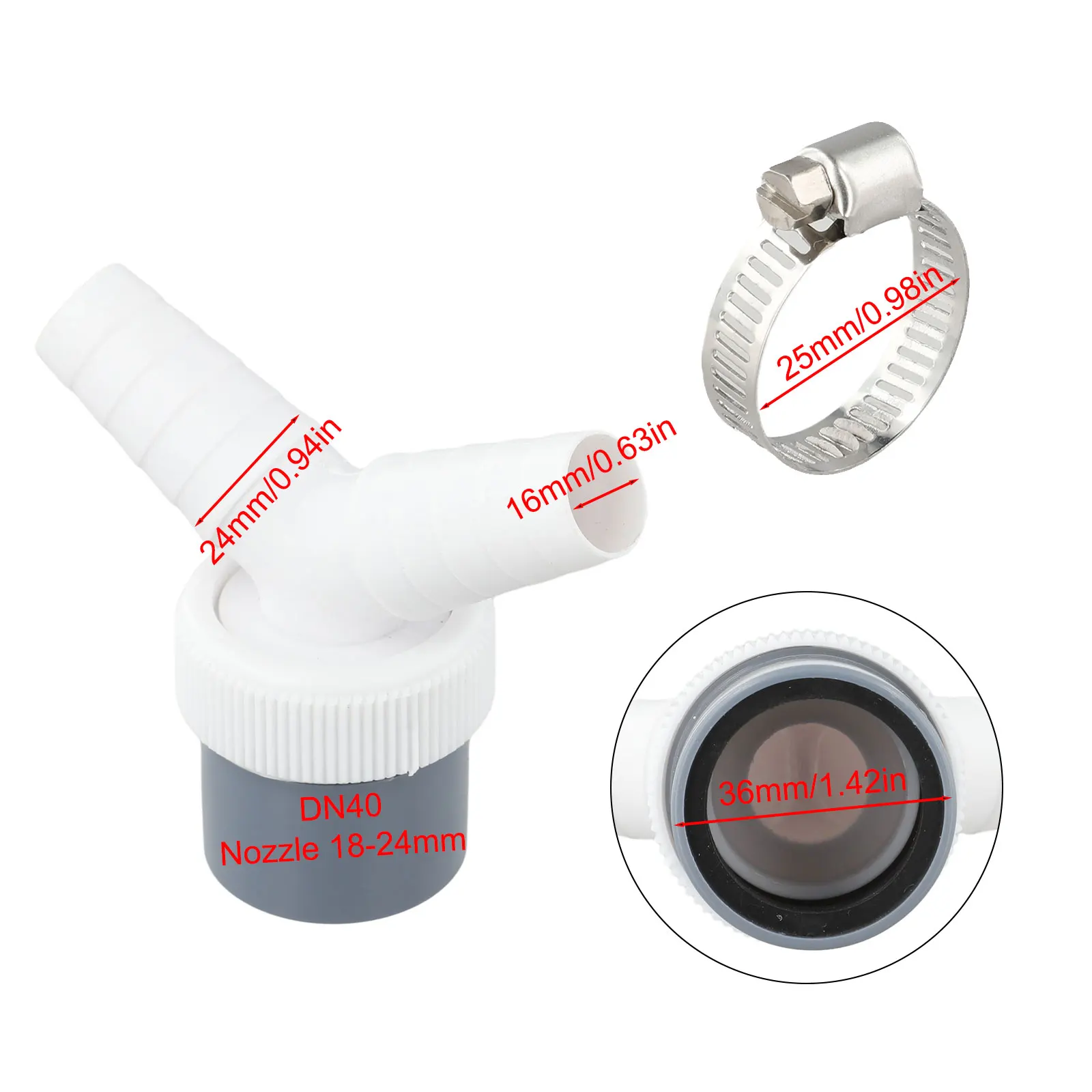 for versatile Use Drain Adapter 18-24 Mm Inlet Diameter Backflow Prevention Easy Installation Drain Fitting Home Installation