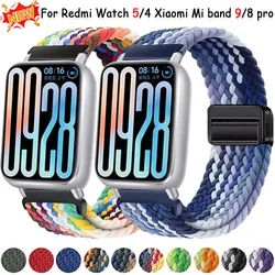 Braided Nylon Strap for Xiaomi Band 9/8 Pro Soft comfortable Breathable Adjustable bracelet watchband for Redmi Watch 6/5/4 Band
