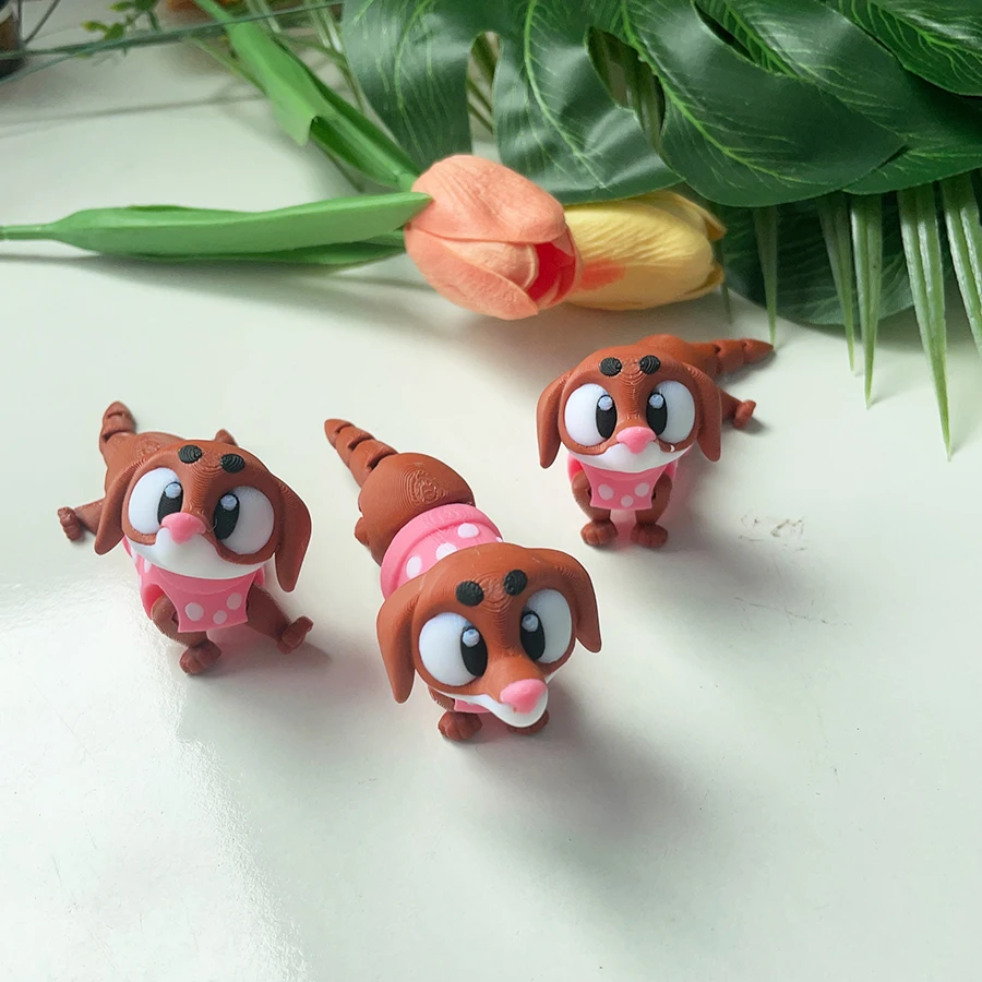 

3d Printed Cute And Silly Sausage Dog Model Plastic Ornament Desktop Decoration Sculpture Ornament Holiday Gift