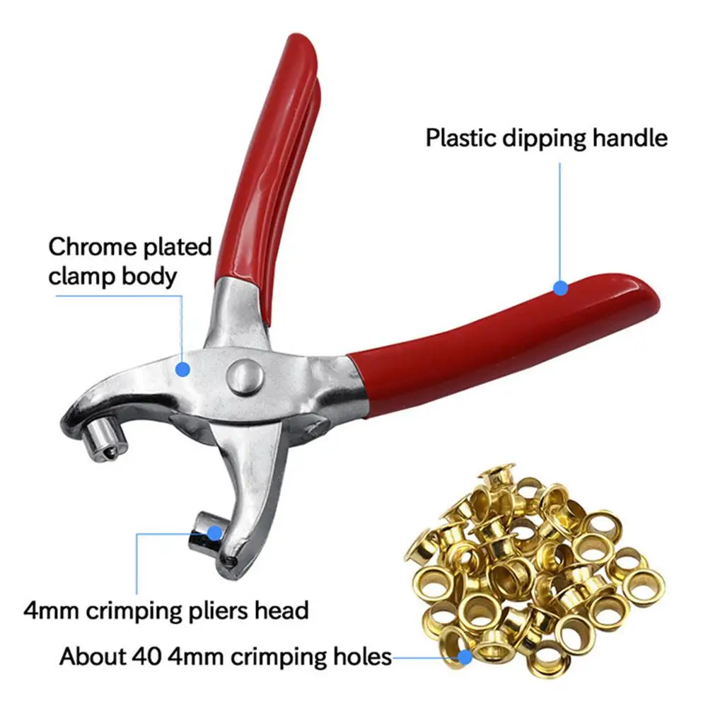 Eyelet Hole Punching Pliers Kit Shoe Holes Rivet Pliers DIY Manual Tools Kit For Punching Binding With 4mm Button 40pcs (approx.