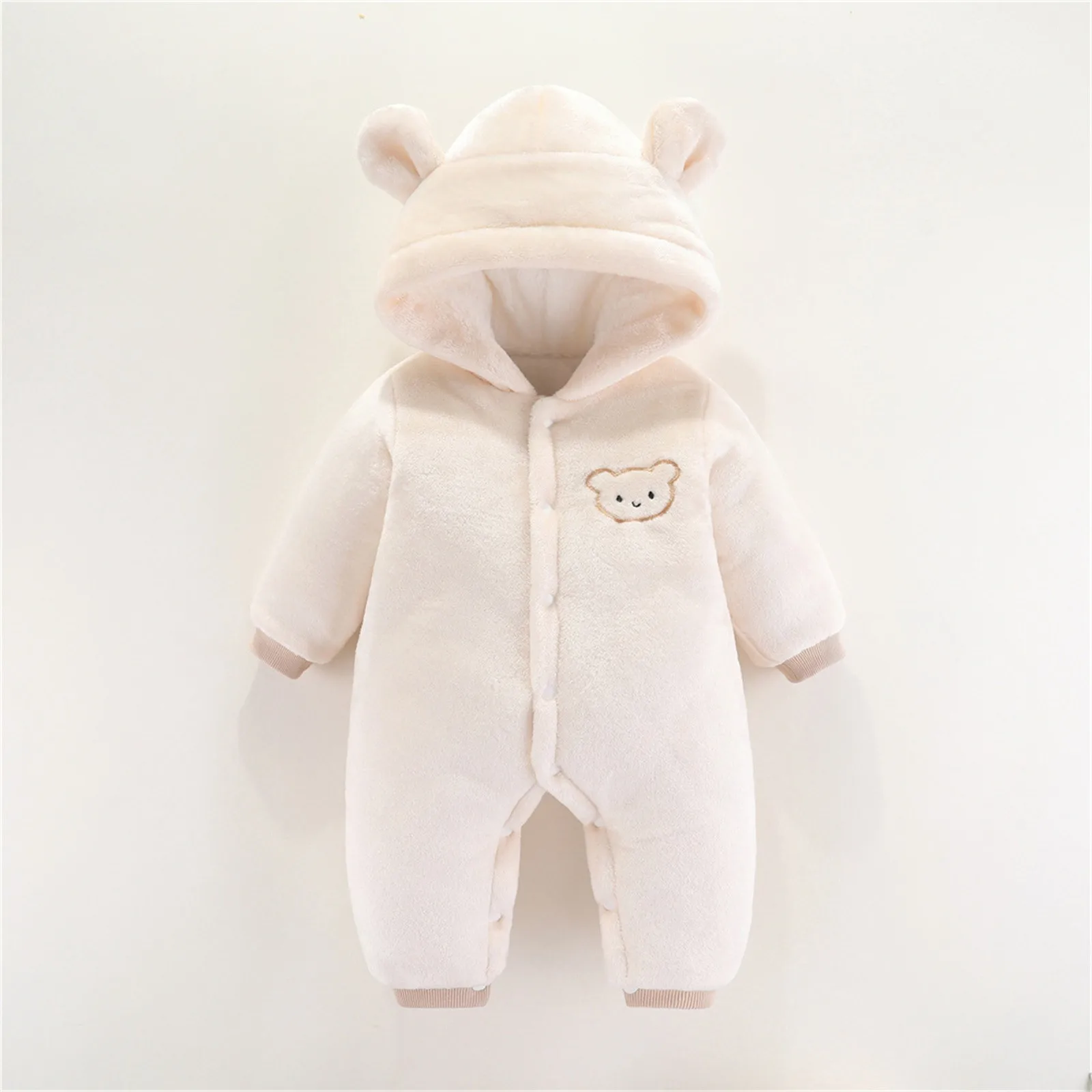 Baby Girls Boys Winter Clothes Snowsuit Teddy Bear Solid Cute Onesie Outfit Newborn Fleece Jumpsuit Romper Coat Hooded Suit