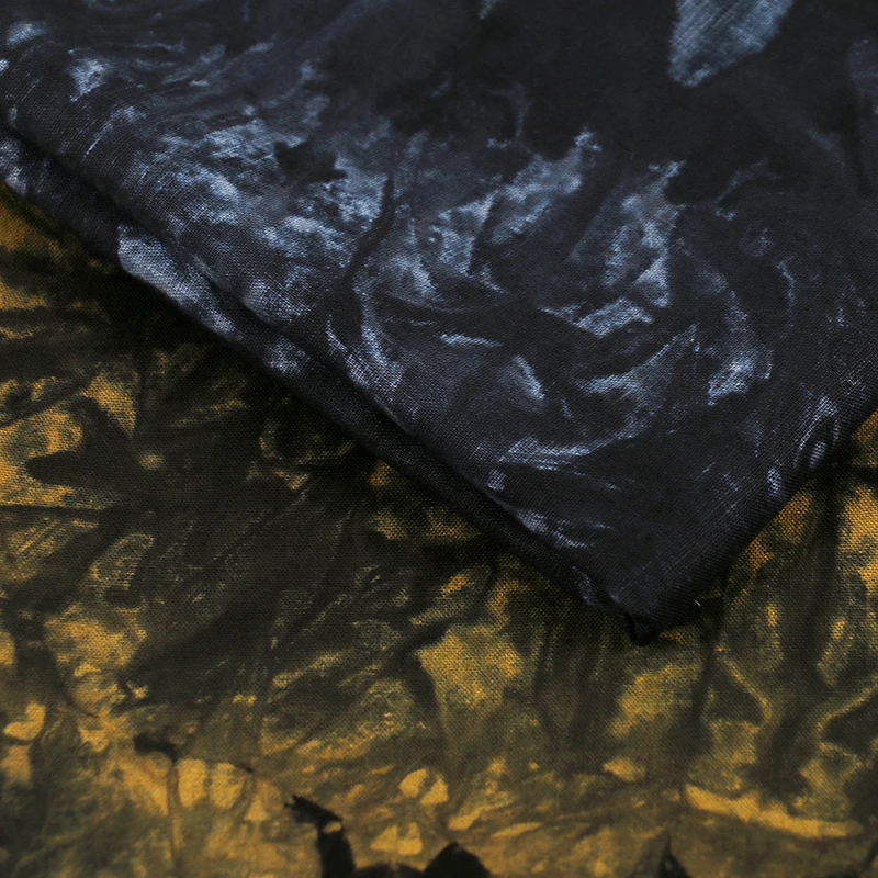 

Натуральная эластичная льняная хлопковая ткань с принтом тай-дай для выступлений, костюмы, модная одежда, дизайн, весна-осень, ткань для шитья своими руками