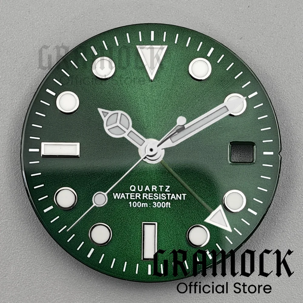 GRAMOCK Men's 29mm GMT 515 Quartz Pink Green Black Blue Watch Dial With Four Watch Hands Luminous Fit RONDA 515 Quartz Movement image 3