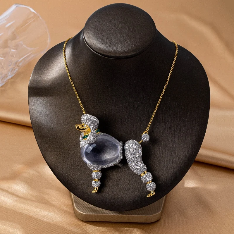 2026 Fashion Original Design Copper-Gold Resin Jelly Series Necklace  Vintage Jewelry for Women and Men Detachable Brooch