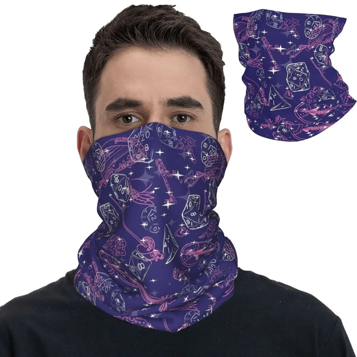 

DnD Game Dice Spill Bandana Neck Cover Printed Balaclavas Wrap Scarf Multi-use Cycling Fishing Unisex Adult All Season