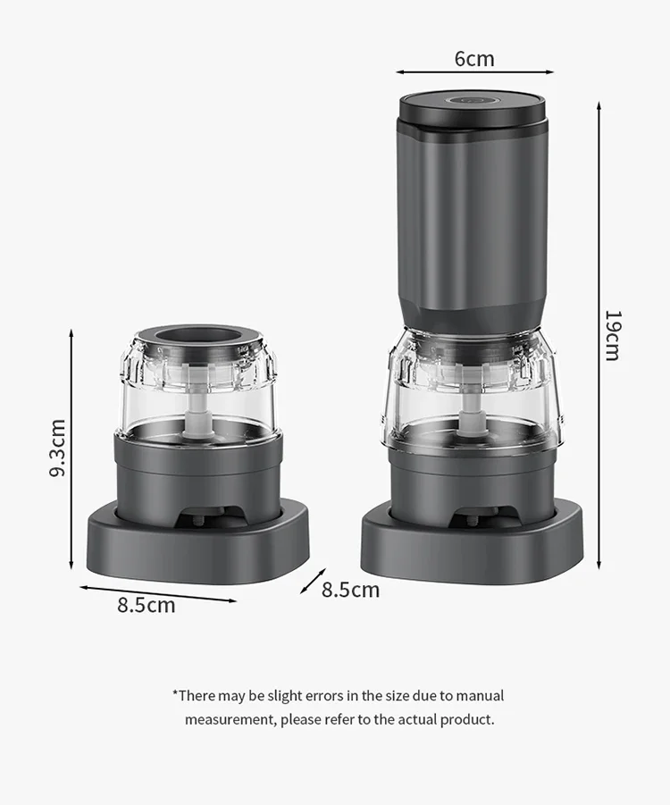 Electric Pepper Grinder Set Automatic Salt and Pepper Mills Rechargeable Adjustable Coarseness One-Handed Operation Grinder