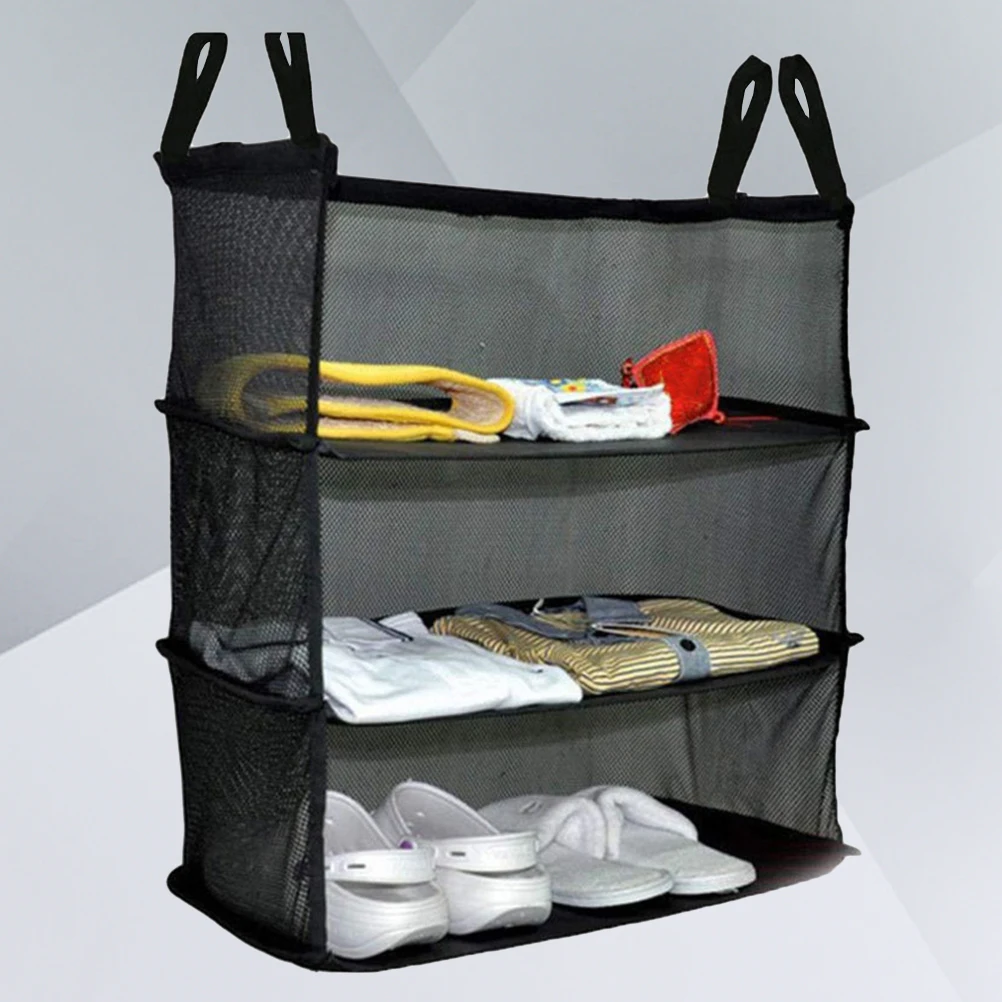

Travel Storage Bag Three-layer Hanging Clothes Black Shoes Pouch Large Capacity Portable Polyester Mesh Household Toiletries
