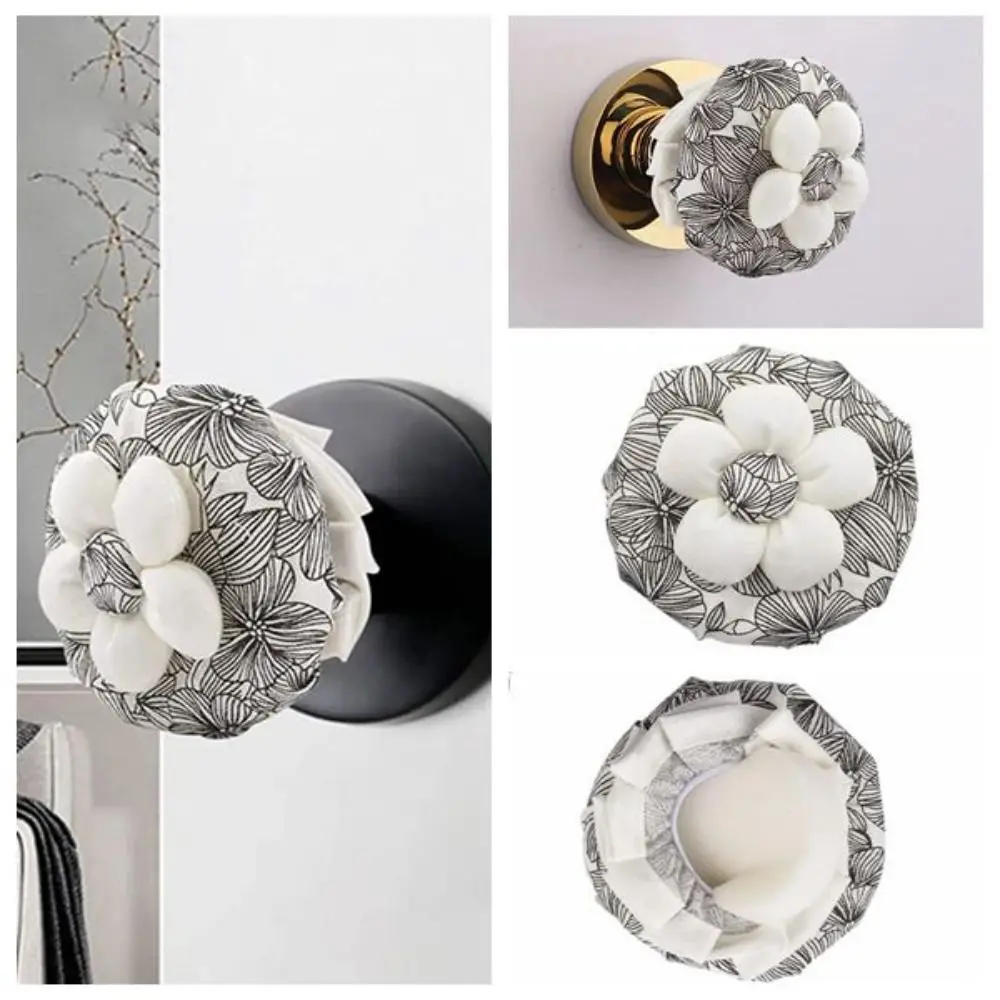 Easy to Use Cotton Door Handle Covers Anti-Static Floral Door Knob Decorative Covers Soft Anti-Slip Door Knob Protector Kitchen