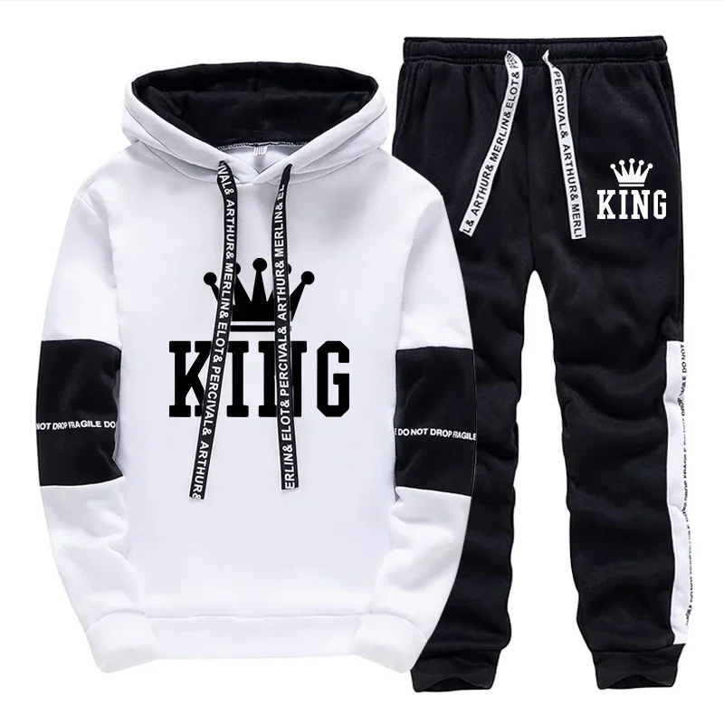 

King Mens Tracksuit Casual Hoodie Sweatshirts Sweatpants Fall Winter Daily Quality Sports Jogging Mens Clothing Tops Pants New