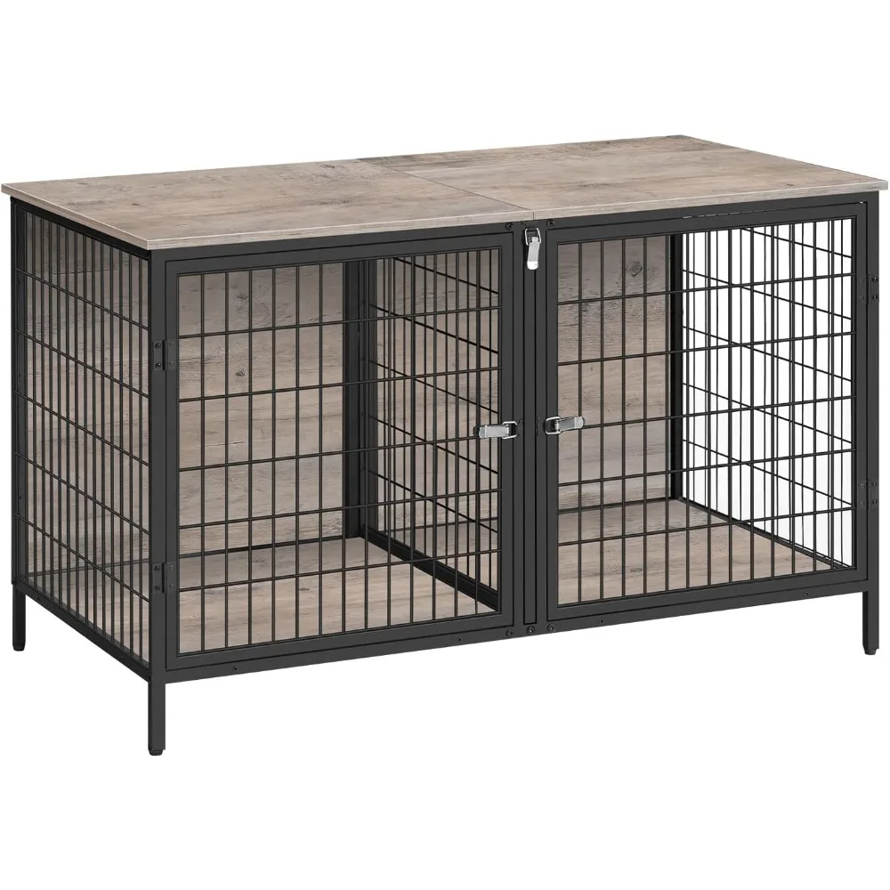 

Dog Crate Furniture for 2 Dogs, 43.3" Dog Kennel with Removable Divider, Heavy Duty Wooden Dog Kennel for Small Medium