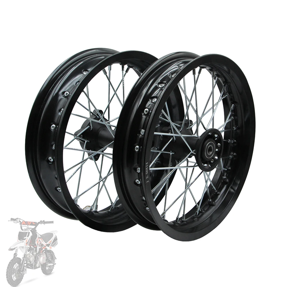 1 Paar 14 Zoll Alufelgen vorne 2.50-14" hinten 3.00-14" für KAYO BSE TaoTao Apollo Xmotos Racing Supermoto Dirt Pit Bike