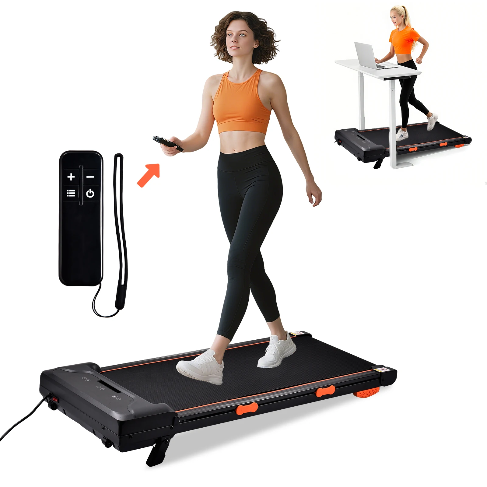 Laufband für unter dem Schreibtisch, LED-Anzeige, Tragfähigkeit 264,5 lbs, 1-8 km/h, leises Laufband mit Fernbedienung und App-Steuerung für Büro und Zuhause – Detail 1