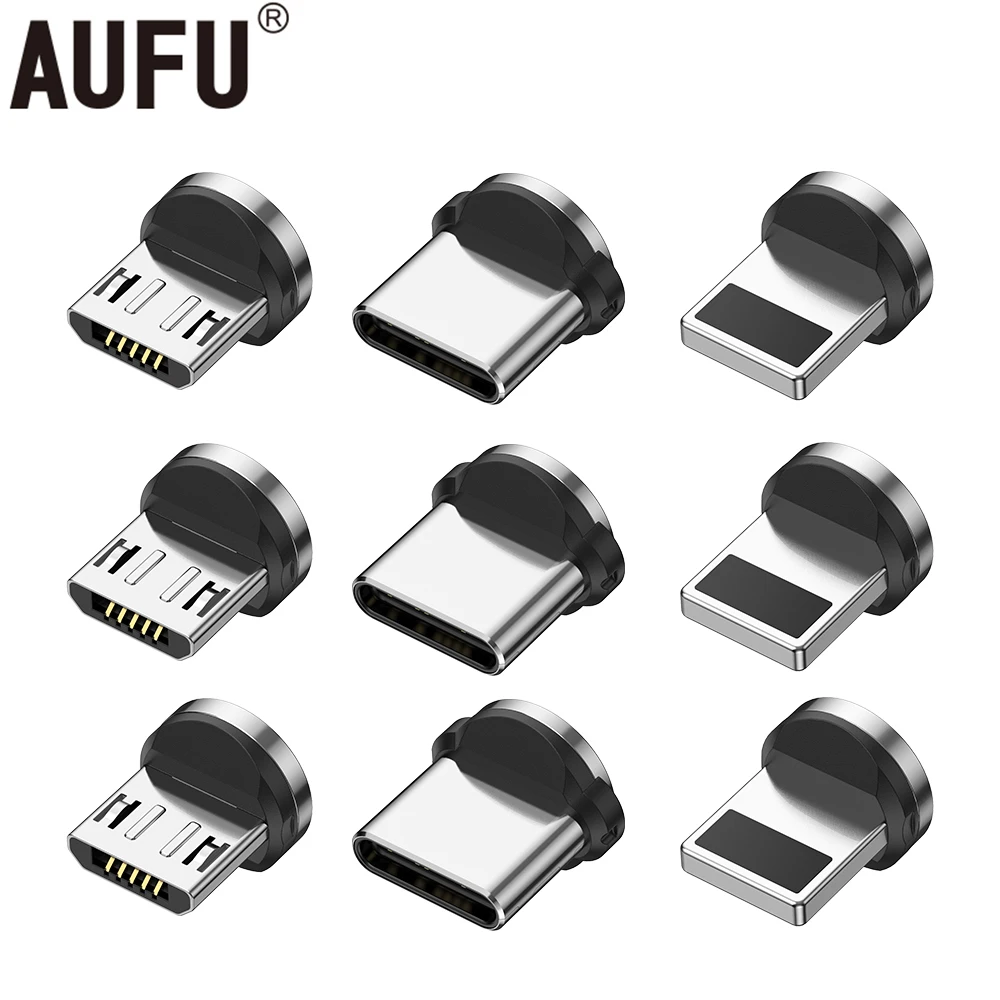 

AUFU 5 Pcs 360 Rotation Magnetic Tips for Micro USB Type C Round Fast Charging Magnetic Charging Plug for iPhone Huawei Samsung