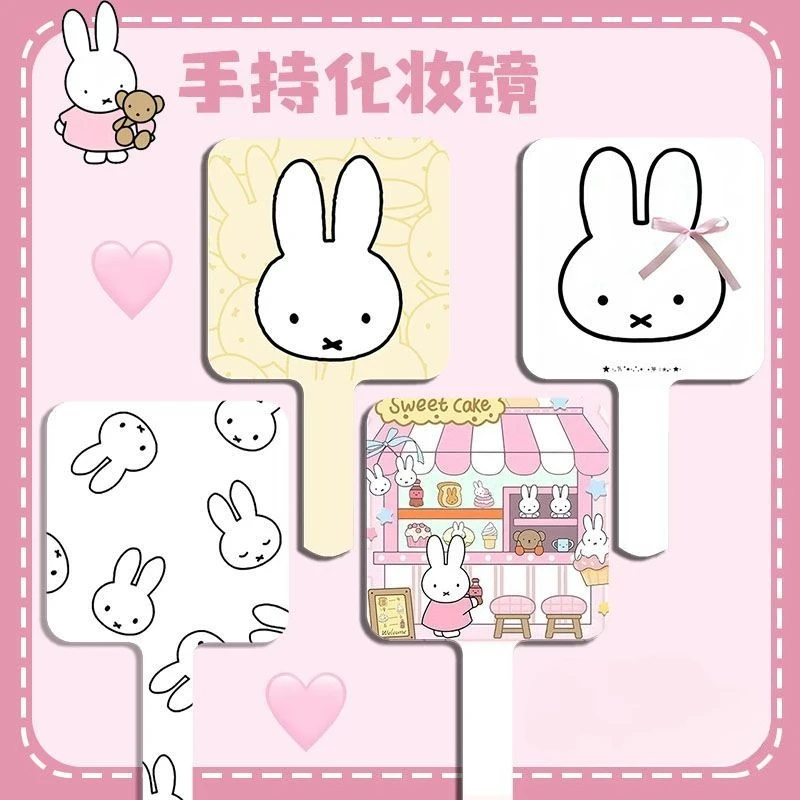 Cute Miffy Rabbit Sweet Creative Cartoon Pattern New Travel Portable Fashion Handheld Small Makeup Mirror for Men and Women