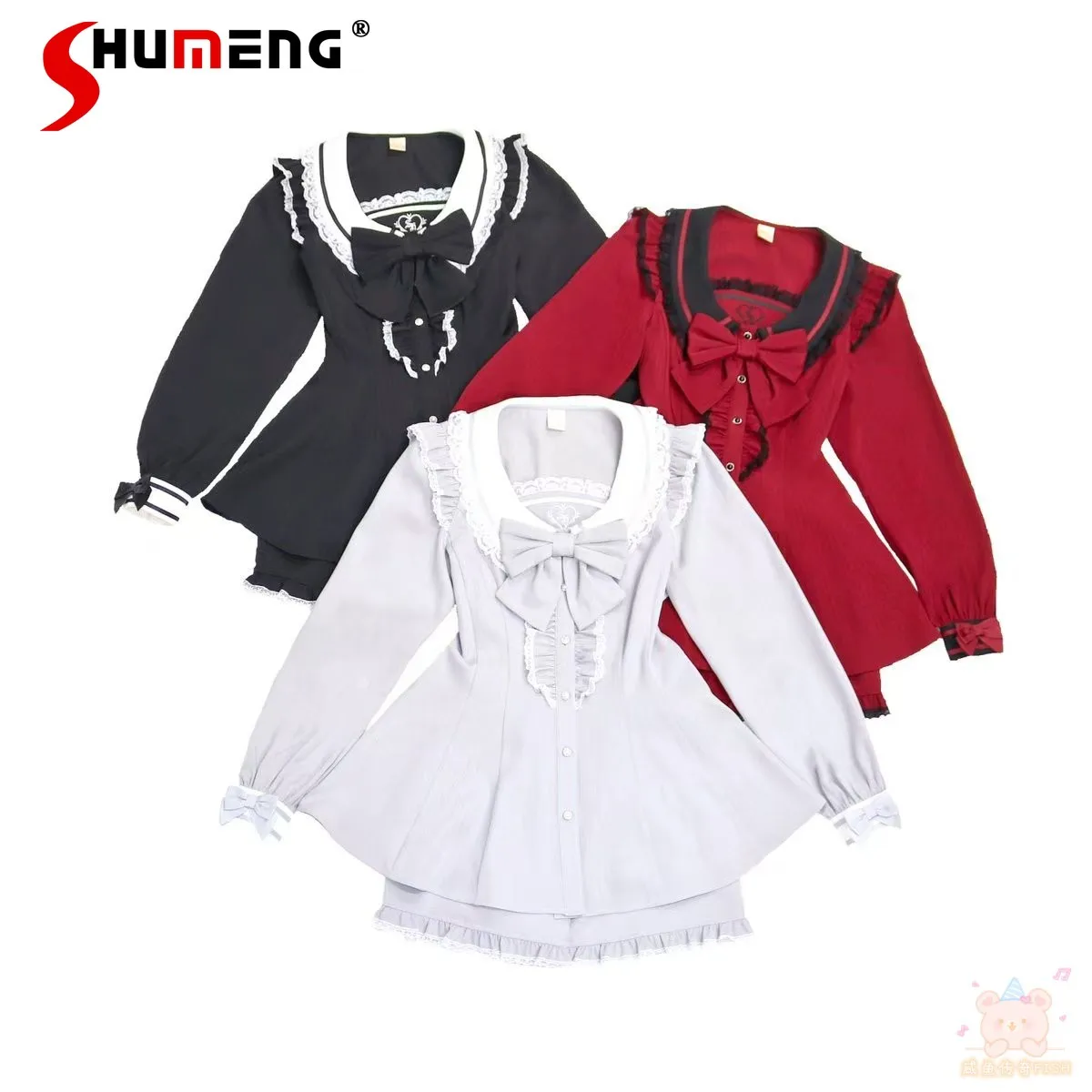 

Японский ретро костюм SC в консервативном стиле с длинным рукавом, однобортное полосатое мини-платье Лолиты, шорты с высокой талией, комплект из двух предметов для женщин