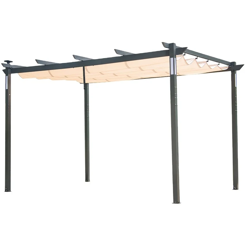 Aluminum Outdoor Retractable Canopy Grapevine Pergola Pool Garden Terrace Terrace with Light Emitting Diode